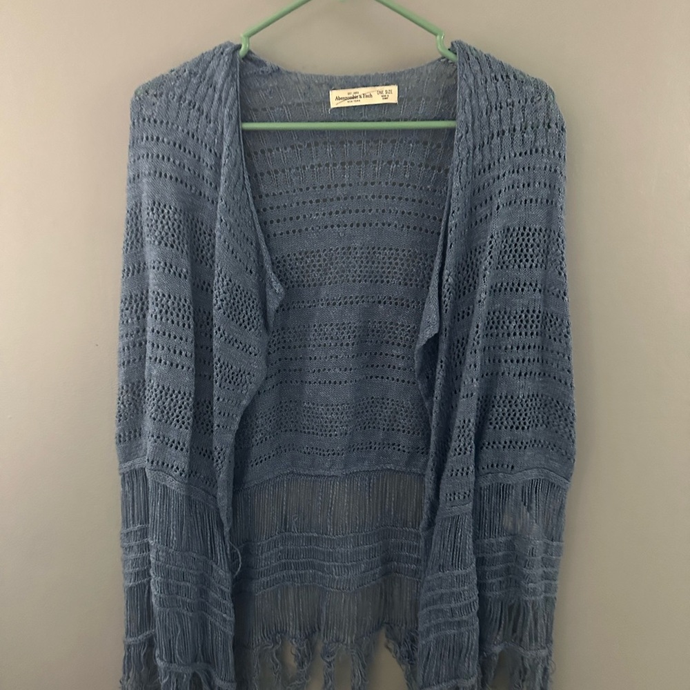 Abercrombie & Fitch Blue Open-Knit Cardigan